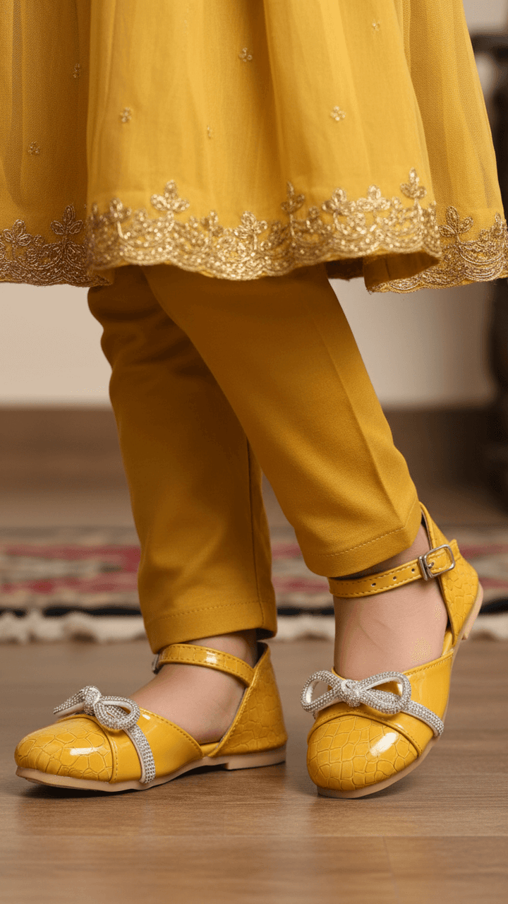Girls Yellow Formal Pumps KD0978