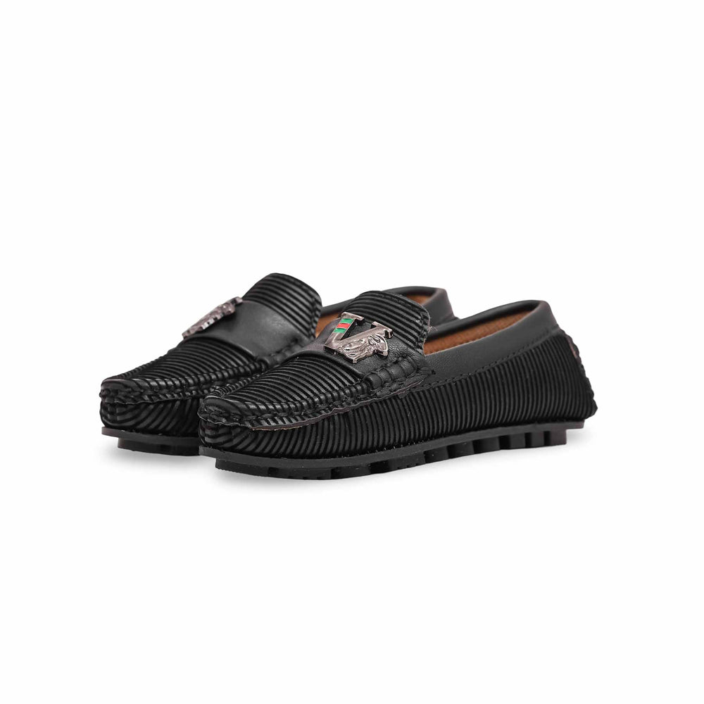 Boys Black Formal Moccasin KD0986