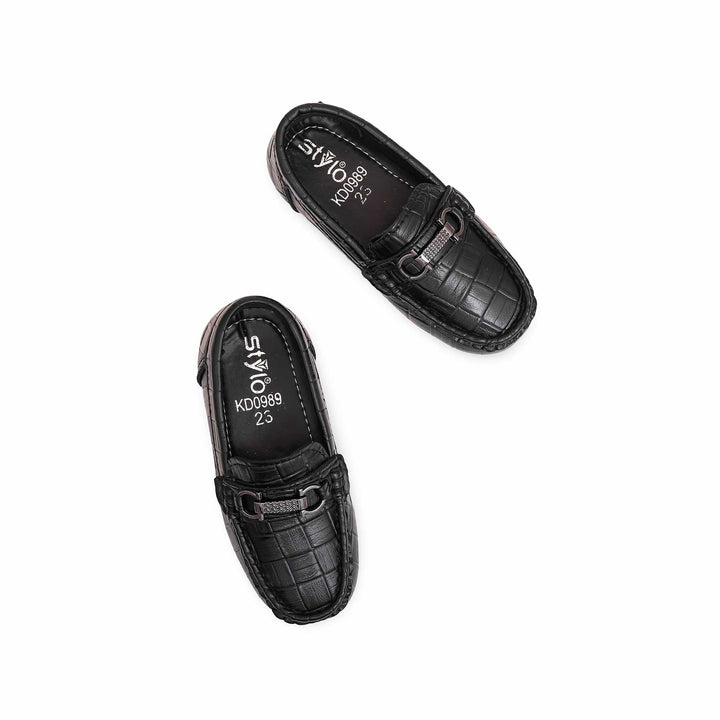 Boys Black Formal Moccasin KD0989