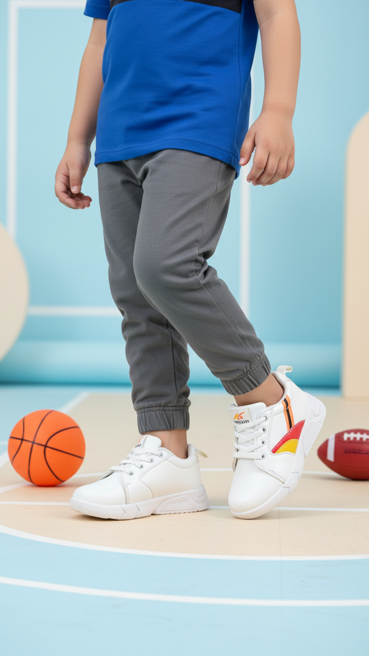 Boys White Casual Jogger KD1712