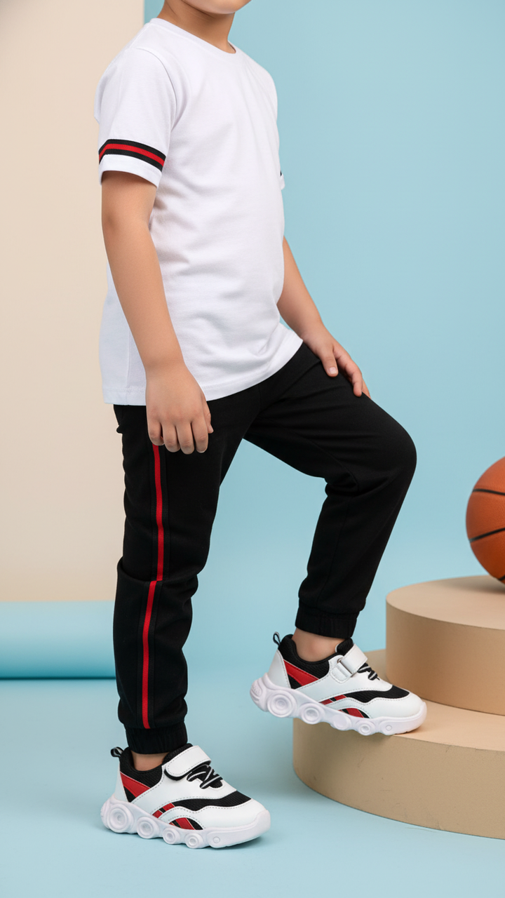 Boys White Casual Jogger KD1714