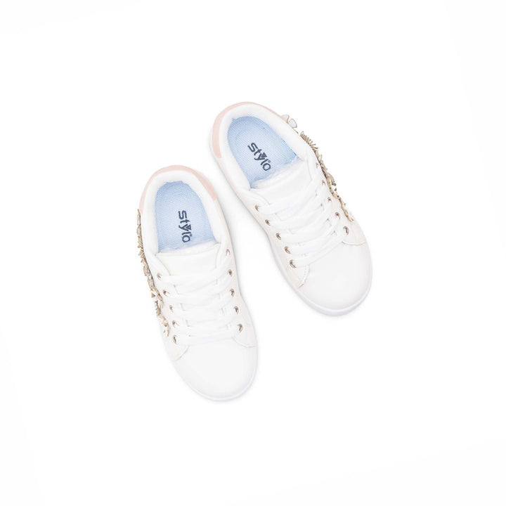 Girls White Casual Jogger KD1950