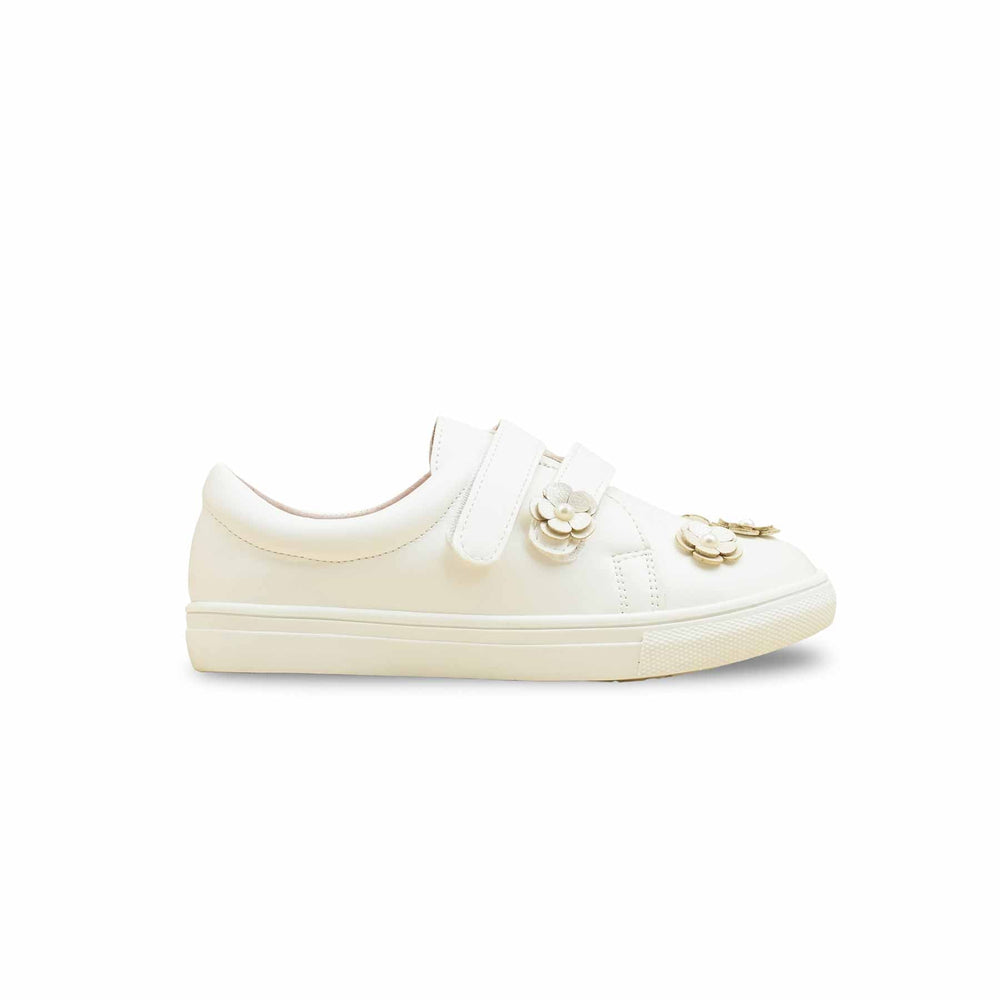 Girls White Casual Jogger KD1951