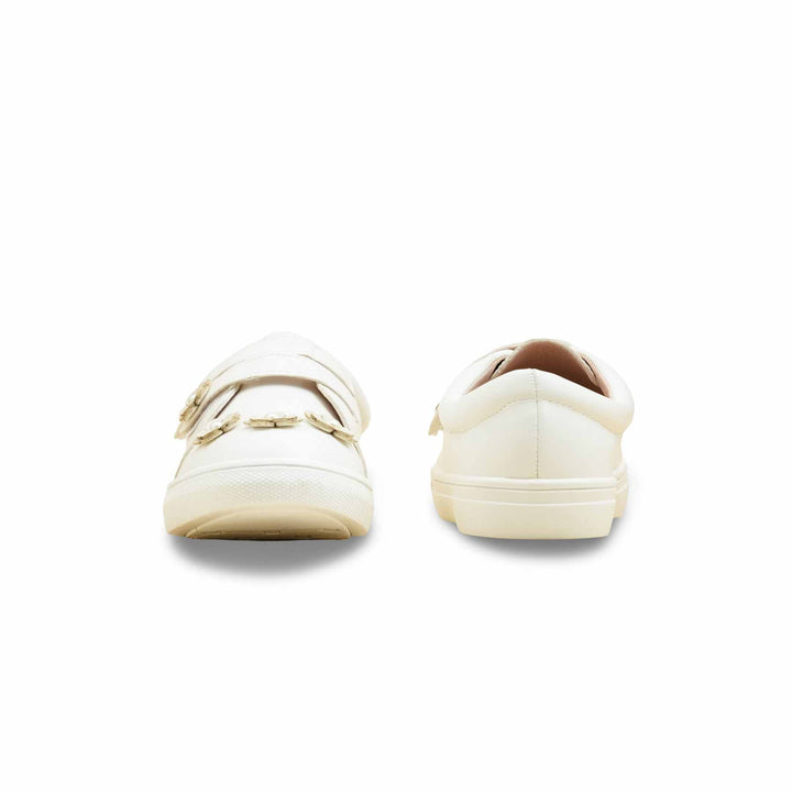 Girls White Casual Jogger KD1951