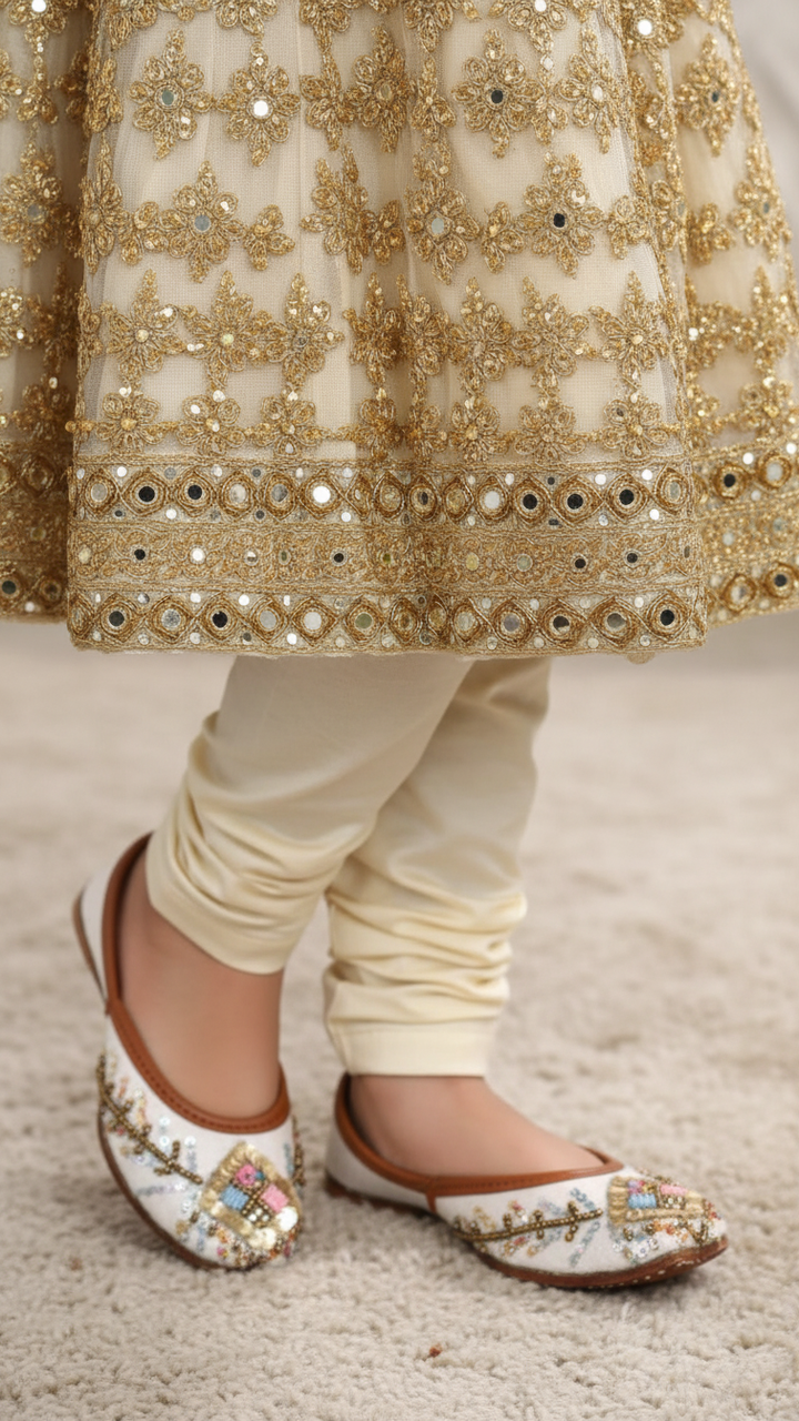 Girls White Fancy Khusa KD2246