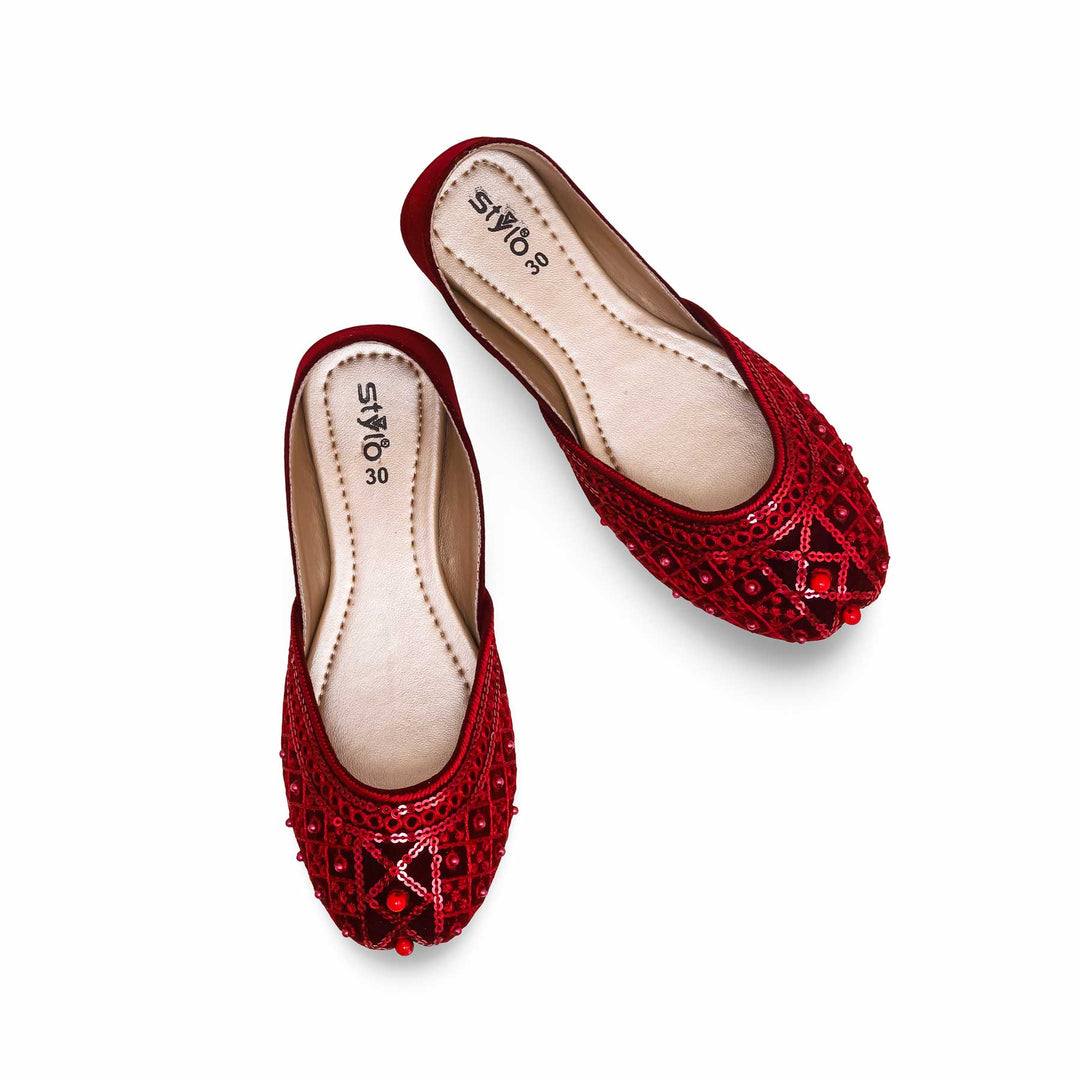 Girls Maroon Fancy Khusa KD2250