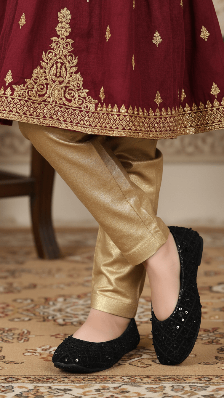 Girls Black Fancy Khusa KD2280