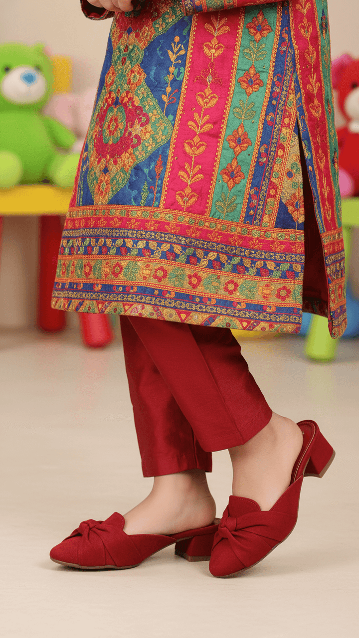 Girls Maroon Formal Pumps KD2293