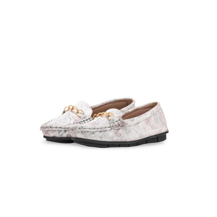 Girls Silver Fancy Moccasin KD2298