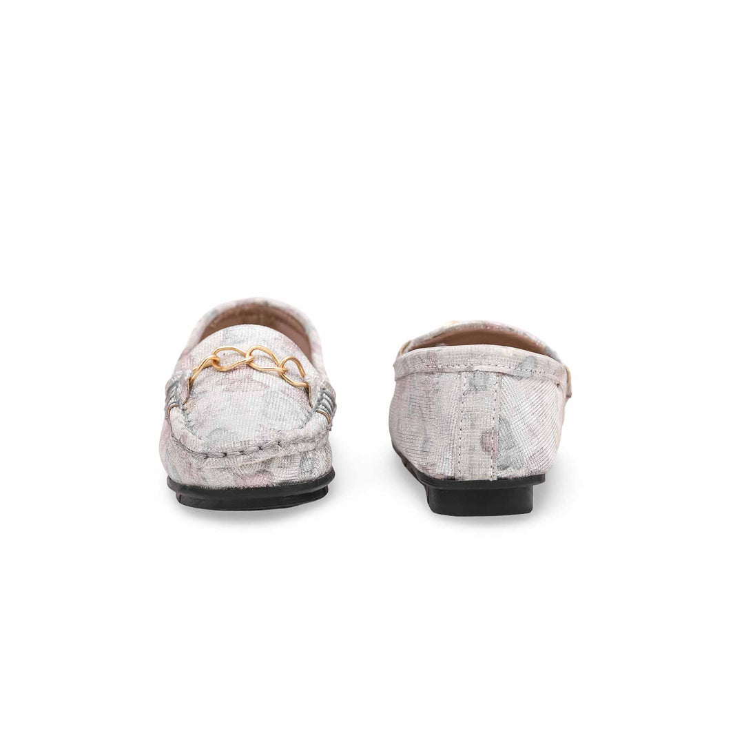 Girls Silver Fancy Moccasin KD2298