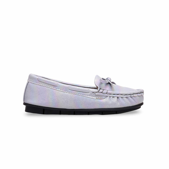 Girls Grey Formal Moccasin KD2299