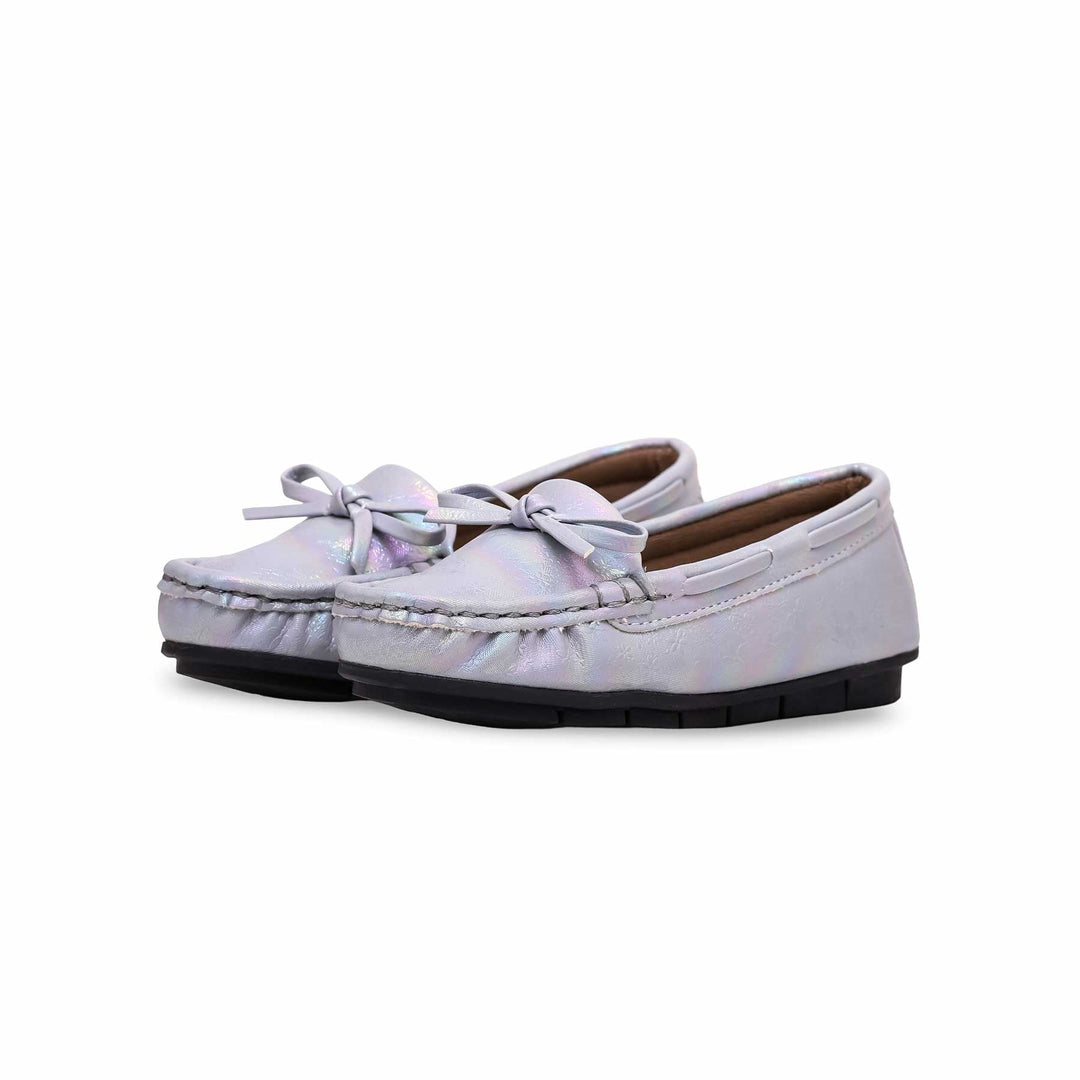 Girls Grey Formal Moccasin KD2299