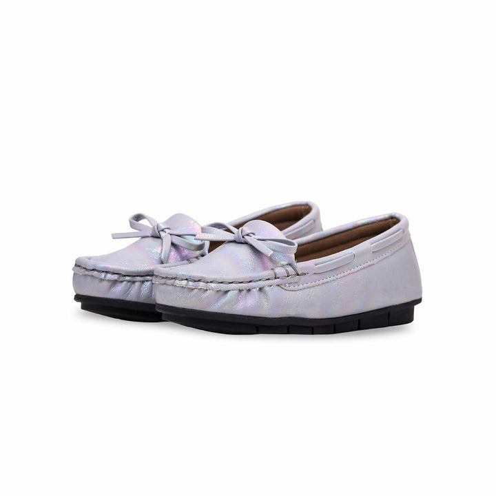 Girls Grey Formal Moccasin KD2299