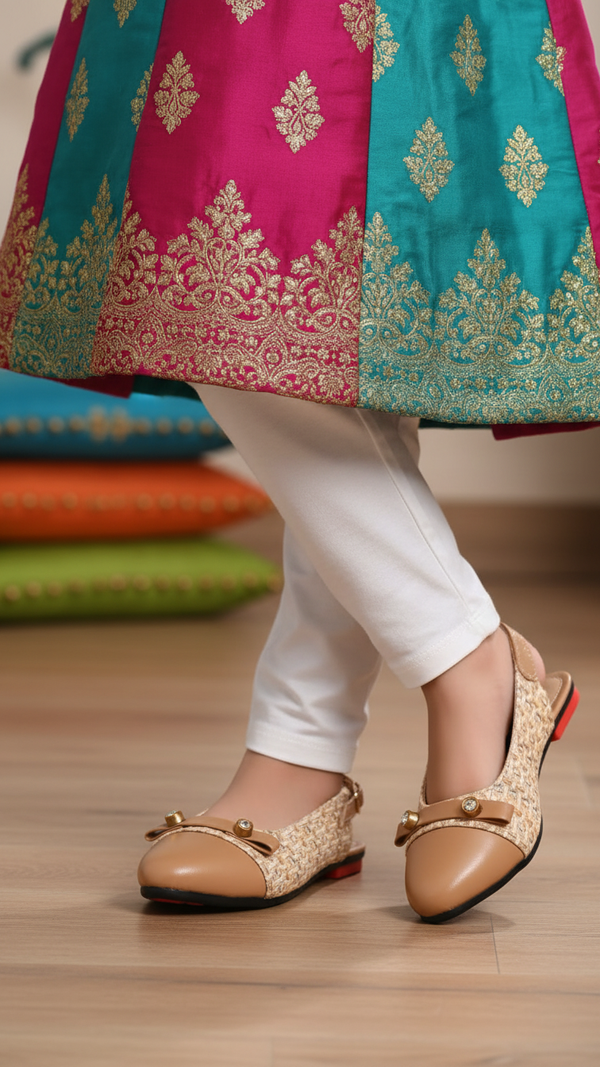 Girls Beige Formal Pumps KD2339