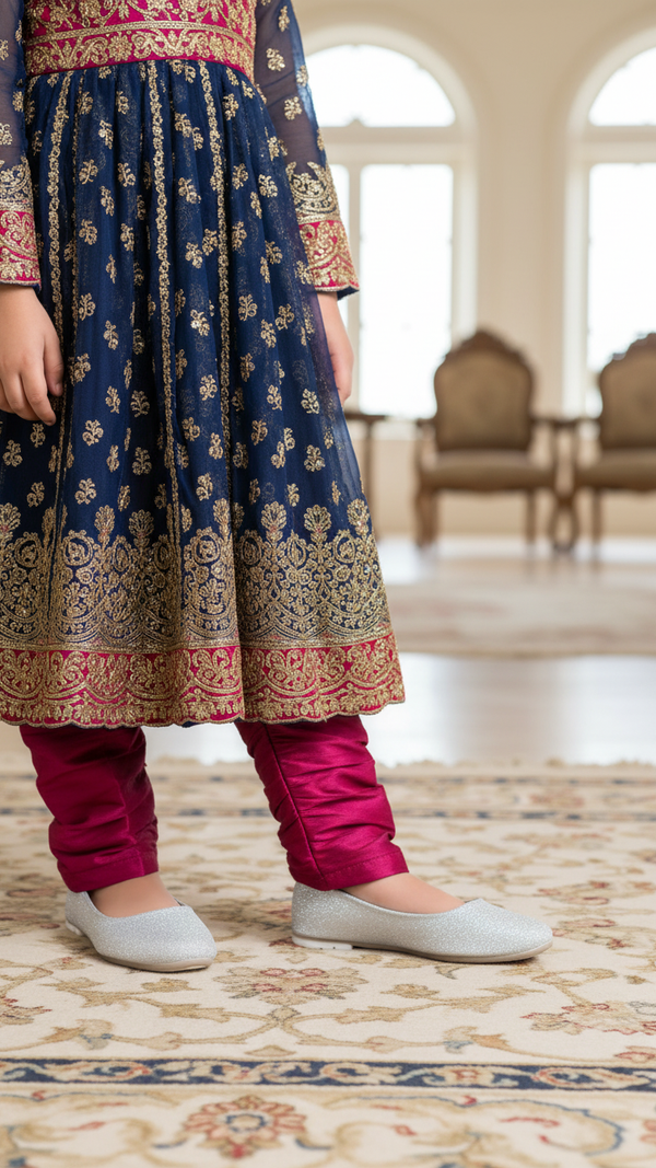 Girls Silver Fancy Pumps KD2341