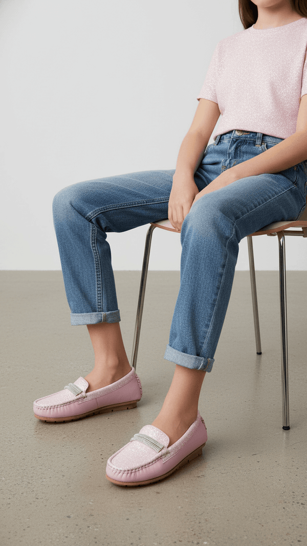 Girls Pink Formal Moccasin KD2354