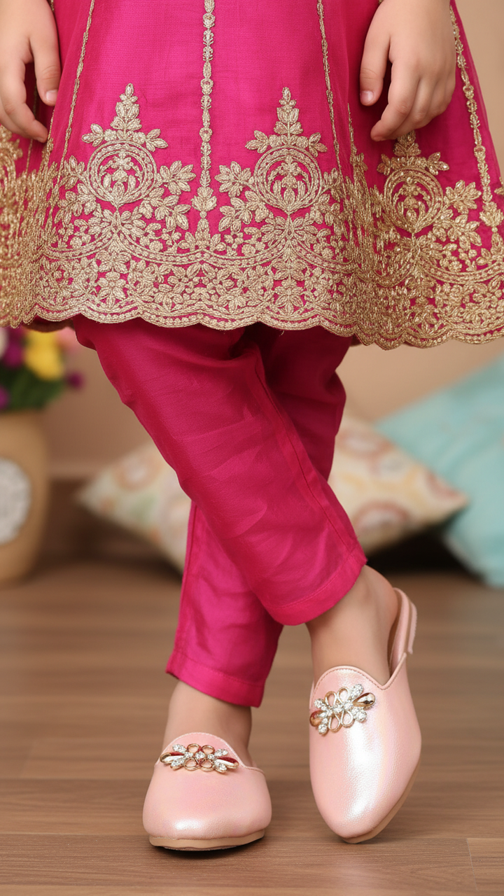 Girls Peach Fancy Pumps KD2363