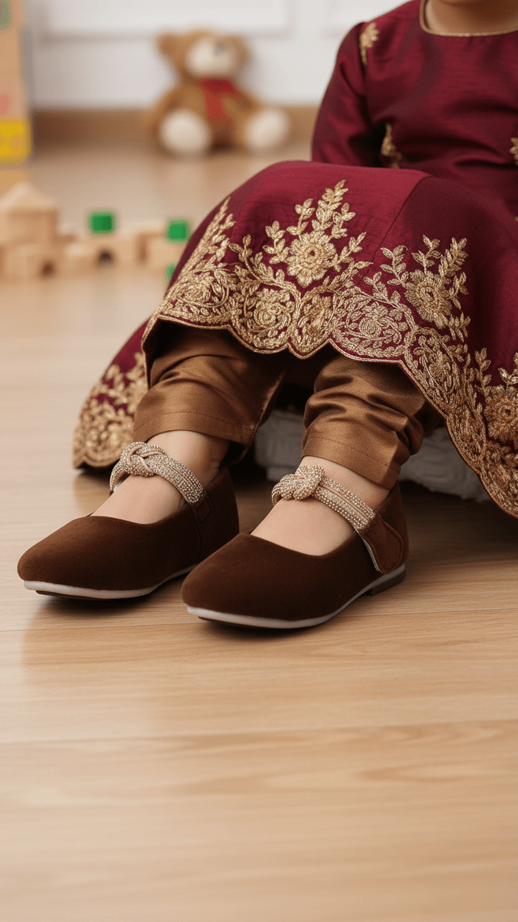 Girls Brown Formal Pumps KD2377