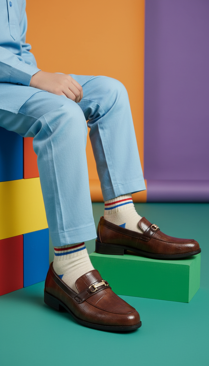 Boys Brown Formal Moccasin KD2392