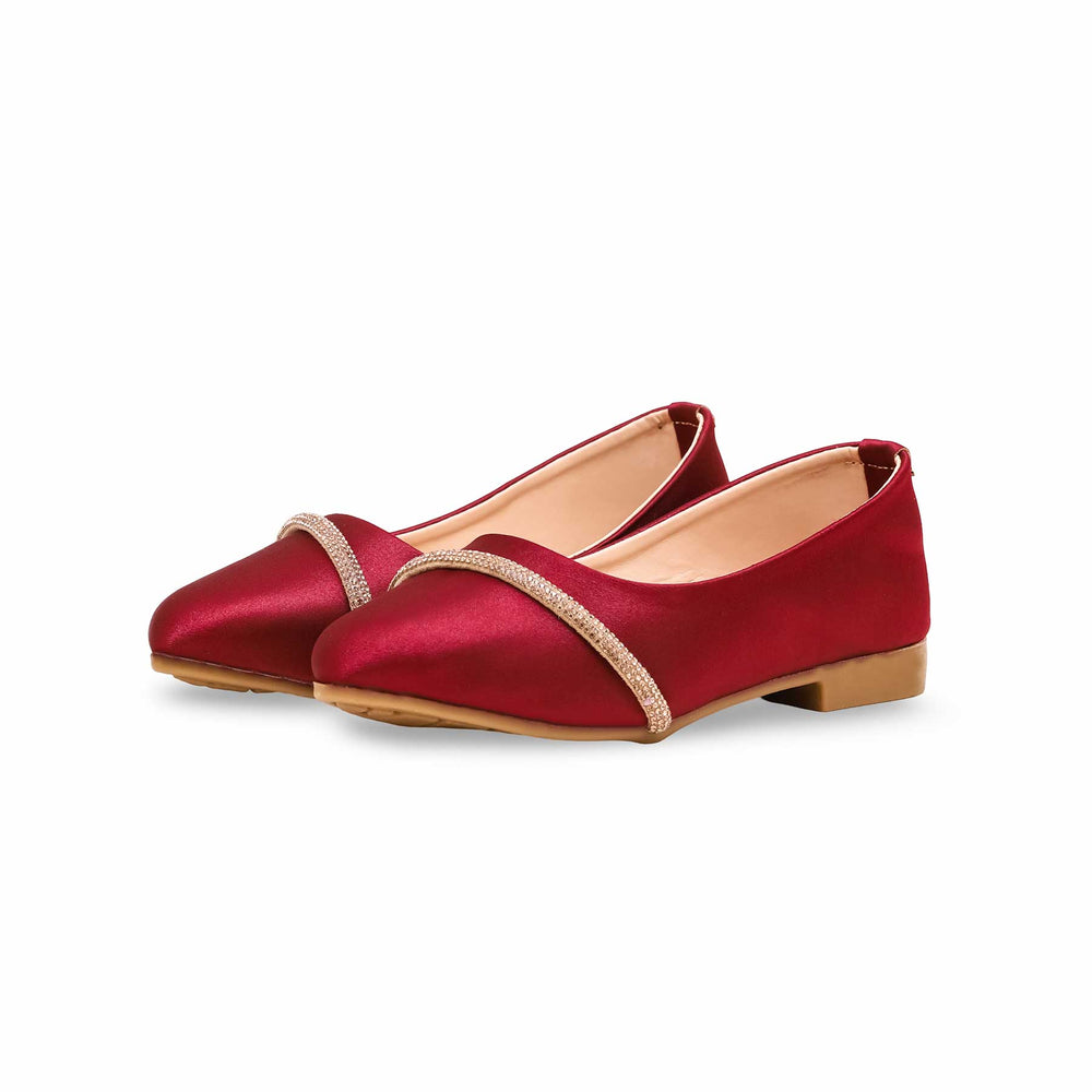 Girls Maroon Formal Pumps KD2426