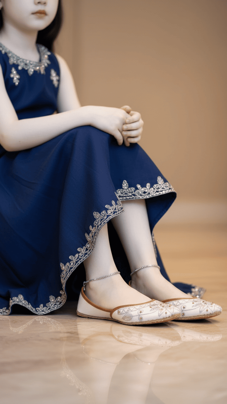 Girls White Fancy Khussa KD2452