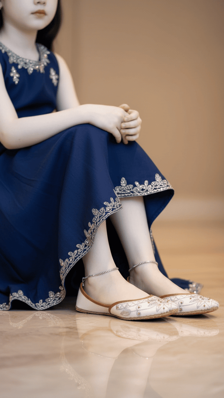 Girls White Fancy Khussa KD2452