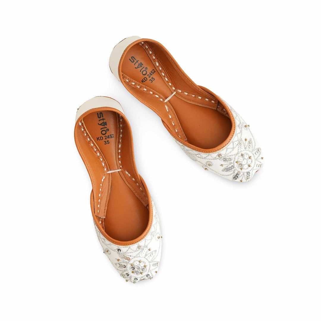 Girls White Fancy Khusa KD2452