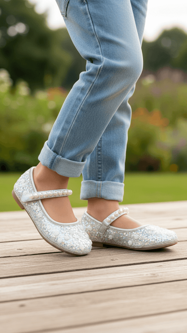 Girls Silver Casual Pumps KD2459