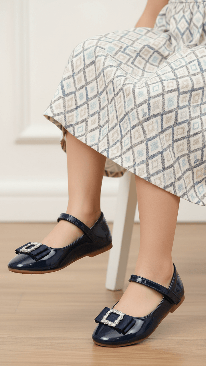 Girls Navy Casual Pumps KD2462