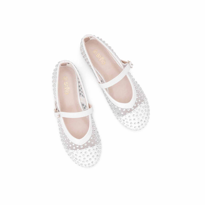 Girls White Casual Jogger KD2467