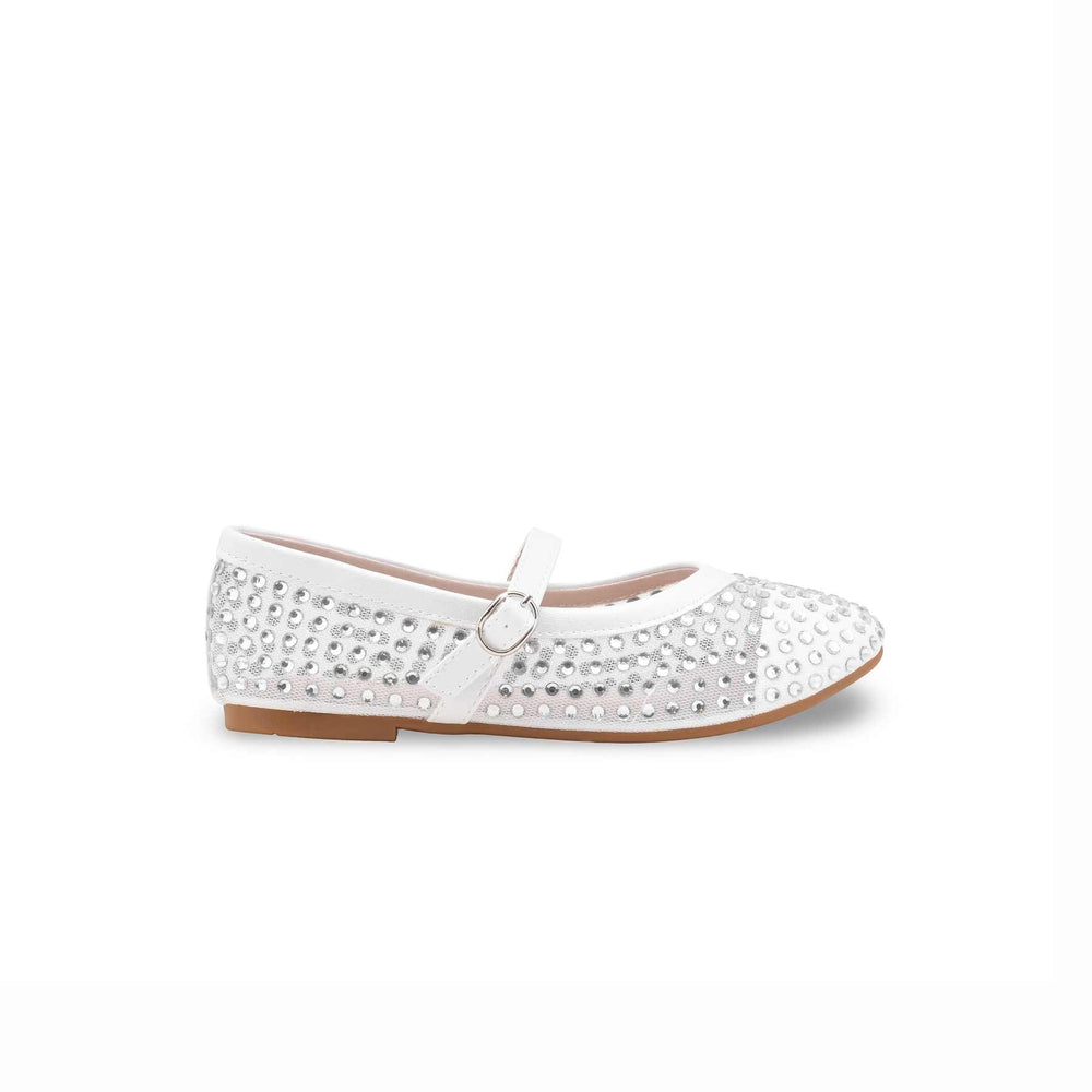 Girls White Casual Jogger KD2467
