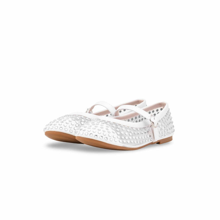 Girls White Casual Jogger KD2467