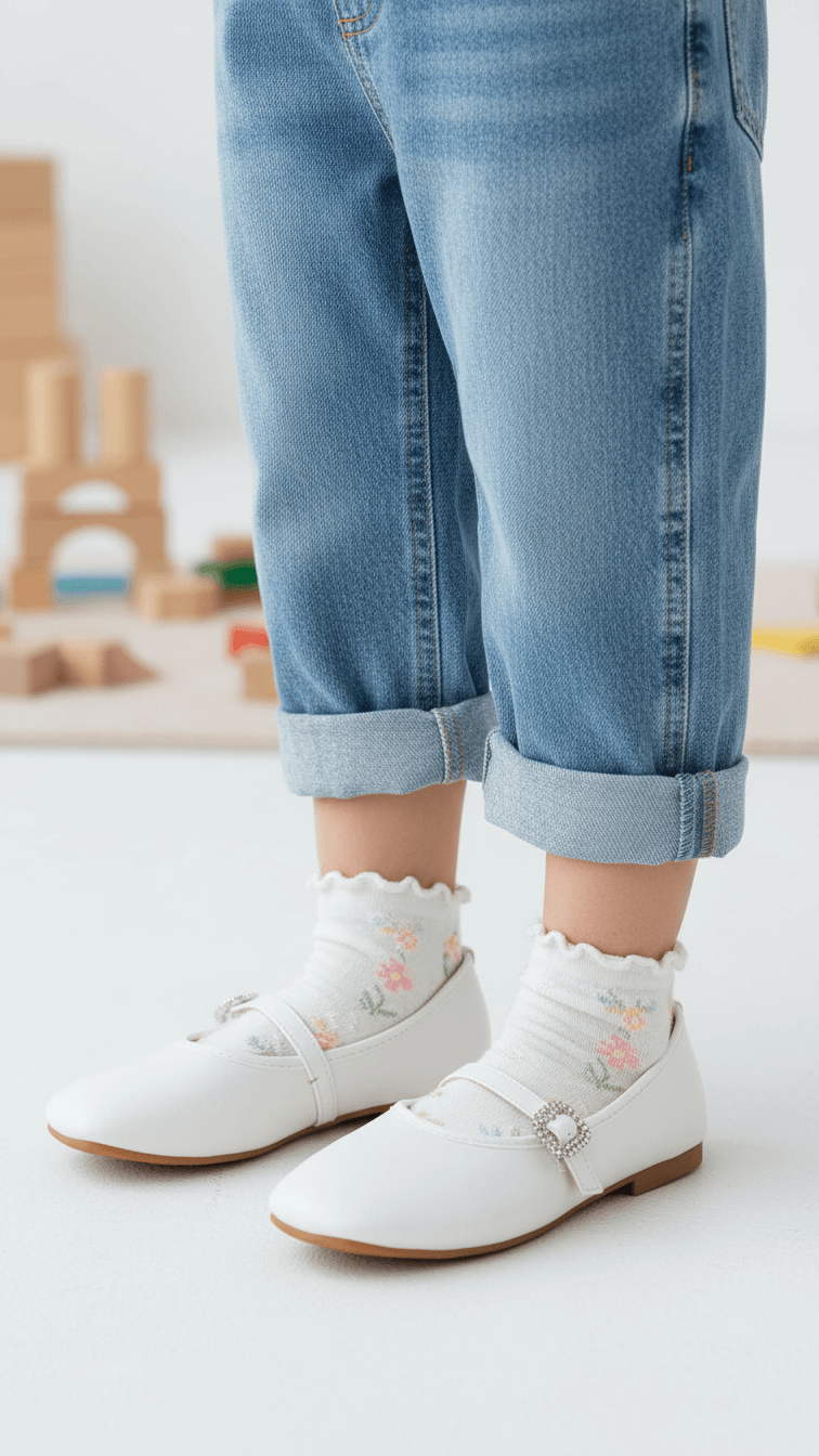 Girls White Fancy Pumps KD2468