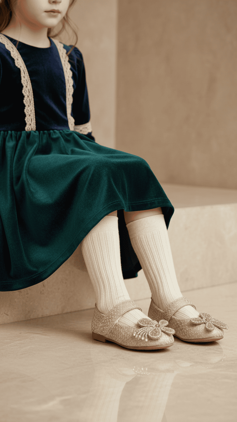 Girls Golden Fancy Pumps KD2471