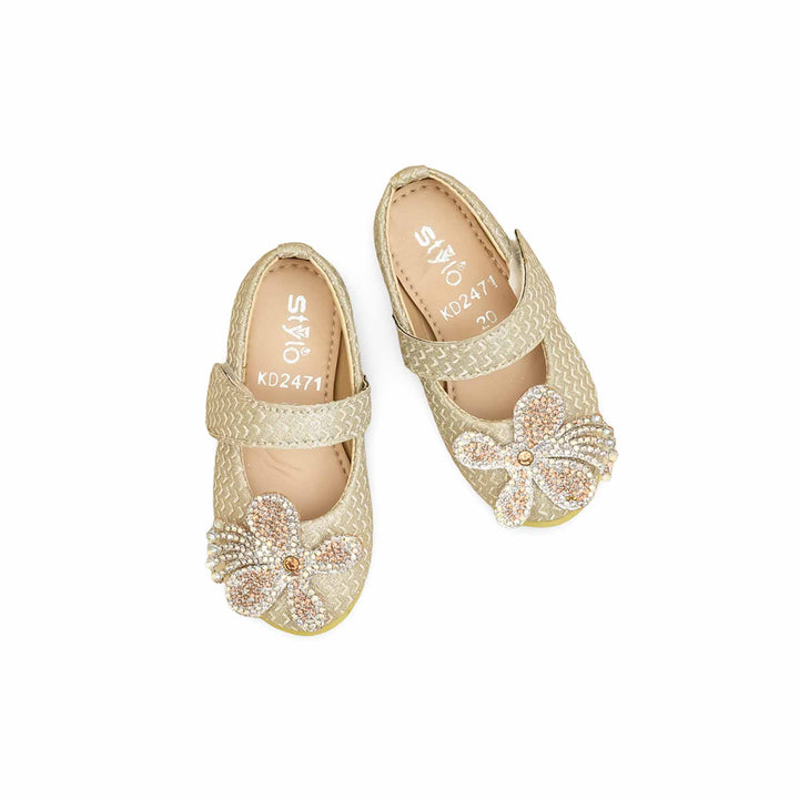 Girls Golden Fancy Pumps KD2471