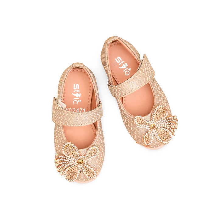 Girls Peach Fancy Pumps KD2471