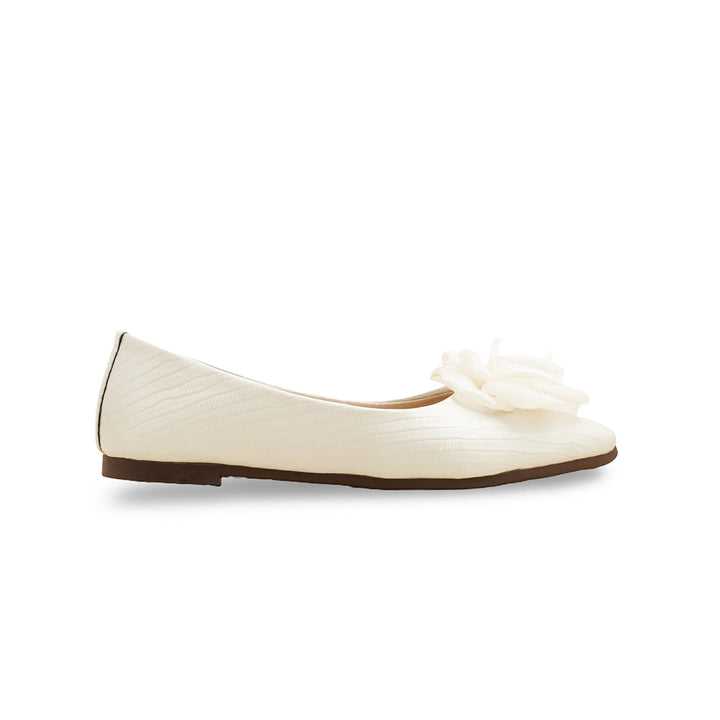 Girls White Formal Pumps KD2474