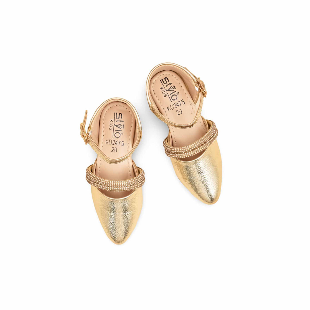 Girls Golden Fancy Pumps KD2475