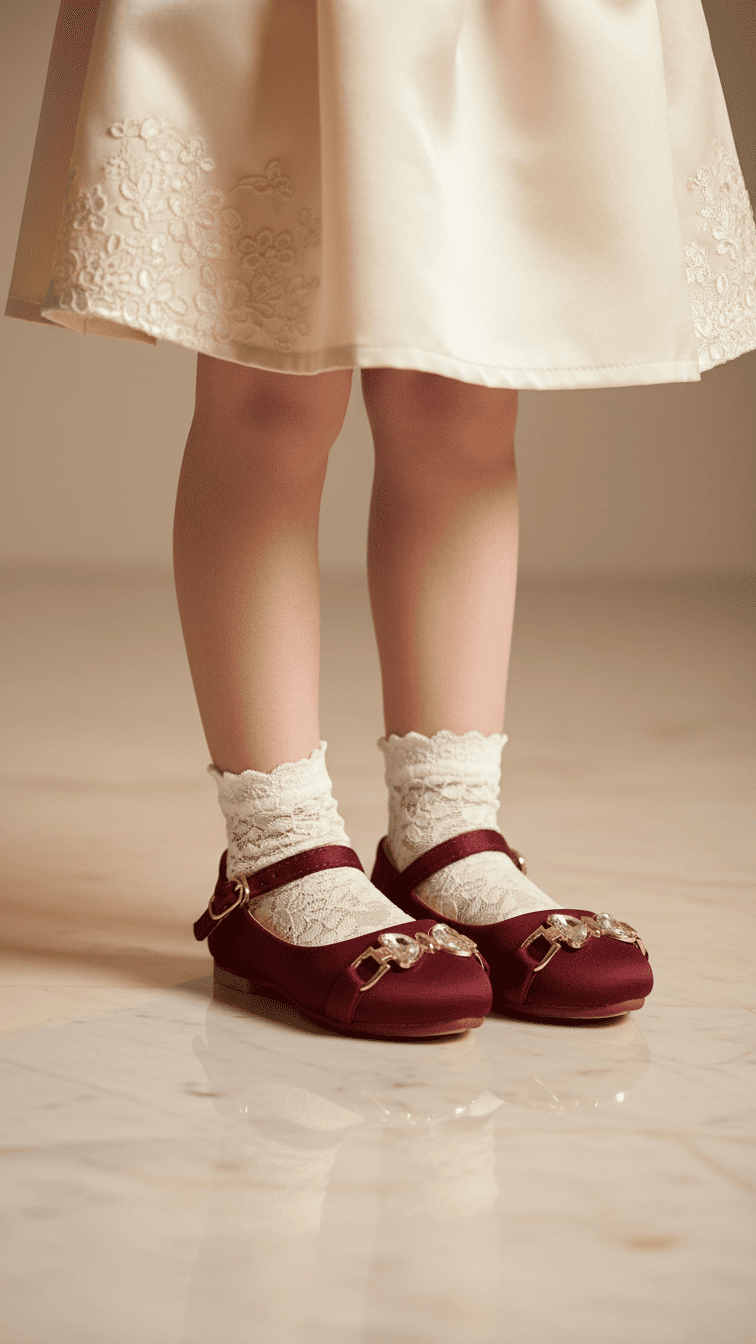 Girls Maroon Formal Pumps KD2476