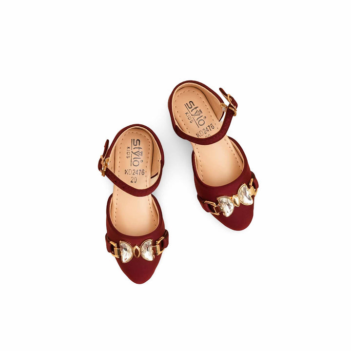 Girls Maroon Formal Pumps KD2476