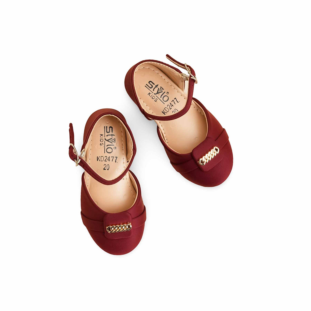 Girls Maroon Formal Pumps KD2477