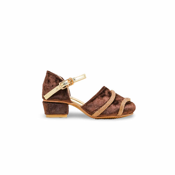 Girls Brown Fancy Pumps KD2482