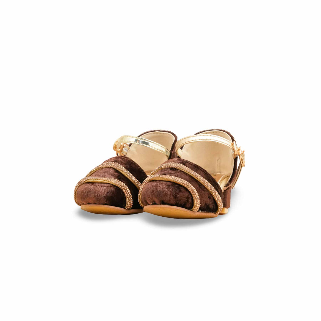 Girls Brown Fancy Pumps KD2482