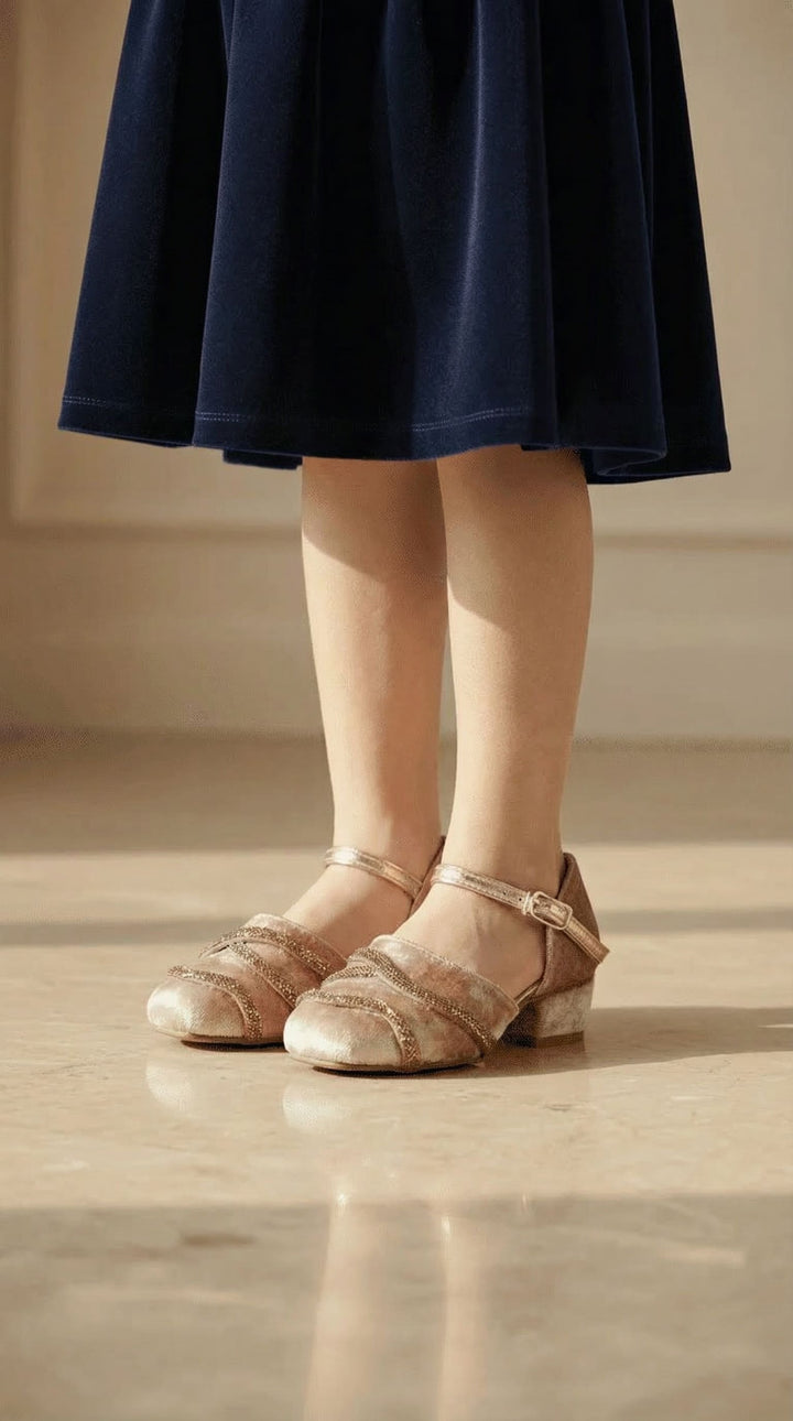 Girls Golden Fancy Pumps KD2482