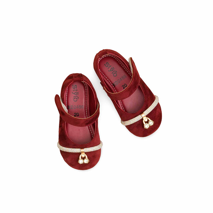 Girls Maroon Formal Pumps KD2486