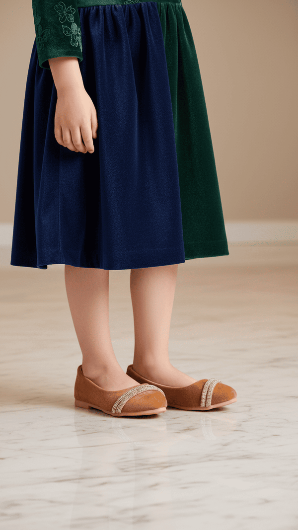 Girls Brown Fancy Pumps KD2488