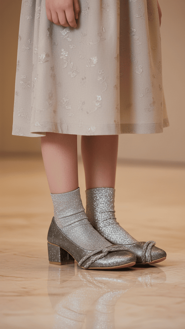 Girls Grey Fancy Pumps KD2489