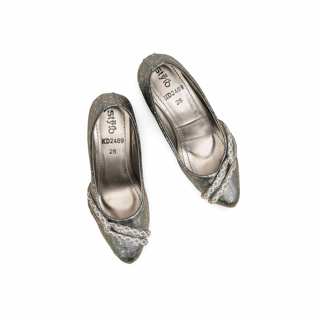 Girls Grey Fancy Pumps KD2489