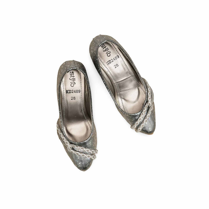 Girls Grey Fancy Pumps KD2489