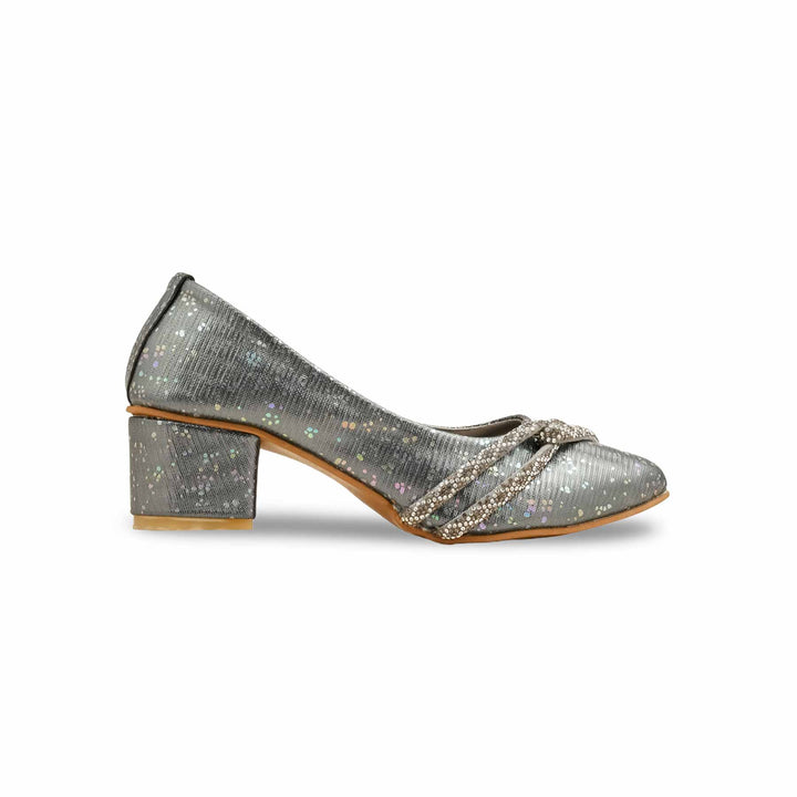Girls Grey Fancy Pumps KD2489